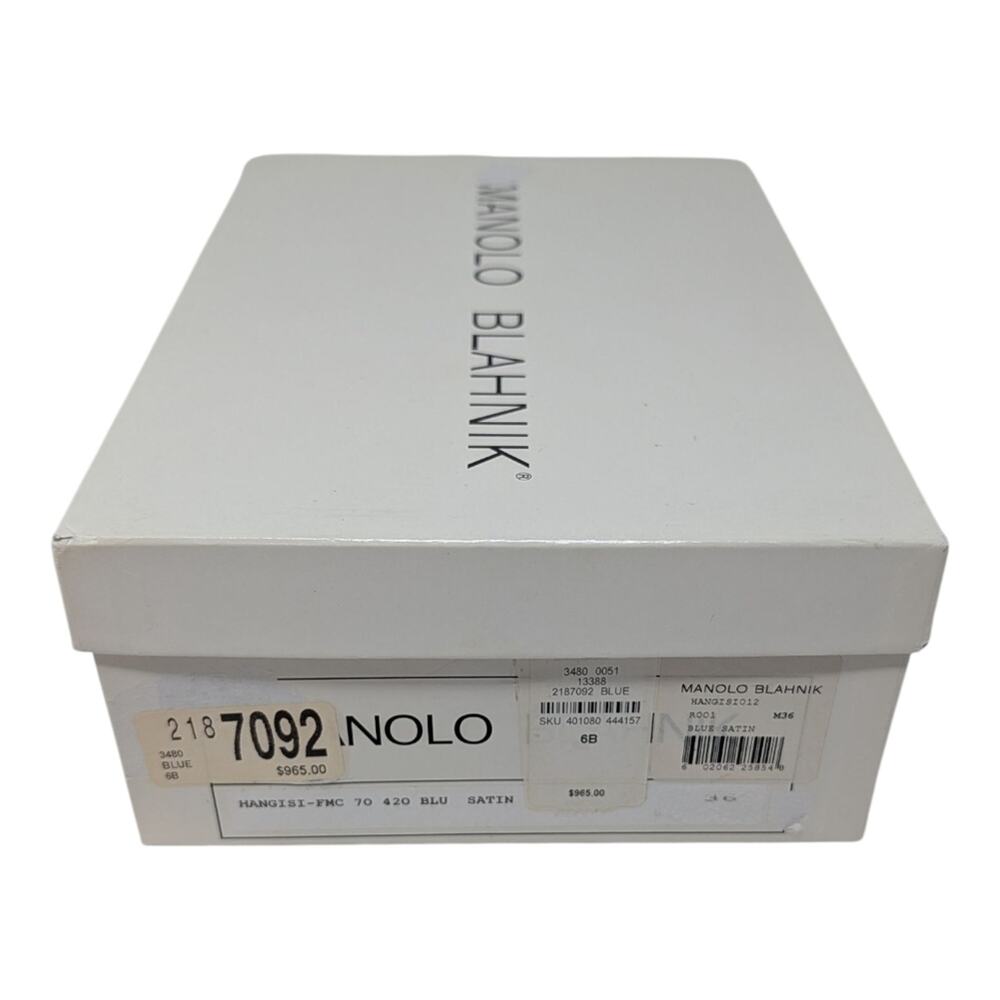 Manolo Blahnik Hangisi 70 Crystal Embellished Pump Heel Cobalt Blue Satin 36 - Picture 11 of 12